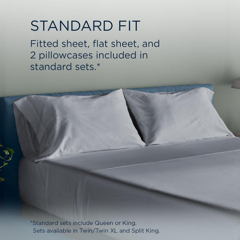  Tempur-Pedic TEMPUR Luxe Egyptian Cotton Pillowcase Set  Silver Mist (King) IMAGE 11